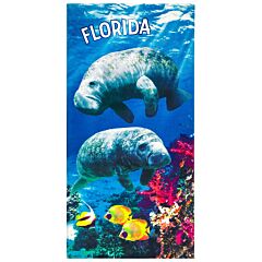30" X 60" Florida Manatees Velour Beach Towel 100% Cotton