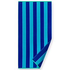 30x60" Two Color Cabana Stripes Blue Terry Velour Bath/Beach Towel 100% Cotton
