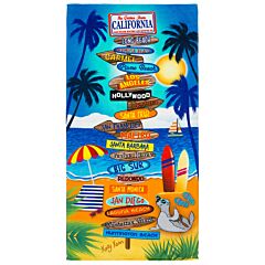 30" X 60" California City Signs Velour Beach Towel 100%Cotton