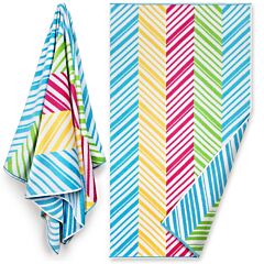 34" X 64" Zig Zag Chevron FJ-5925 Jacquard Reversible Premium Velour Towel 100% Cotton