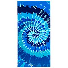 30" X 60" Colorful Tie Dye Blue Velour Beach Towel 100% Cotton