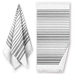 Nostalgic AF-1468 Black Flat Woven Terry with Fringe Towel 36x70" 100% Cotton