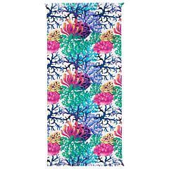 Nostalgic Prints AF-1536 Deep Sea Coral Printed Flat Woven Terry with Fringe Towel 36x70" 100% Cotton