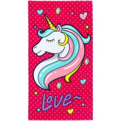 28" x 51" Love Unicorn Velour Beach Towel 100%Cotton