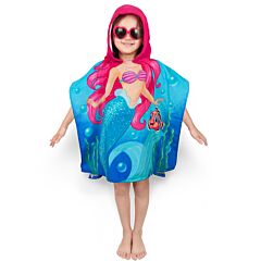 28" x 48" Little Mermaid Hooded Poncho Velour 100% Cotton