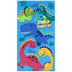 28" X 51" Dinosaurs Dino Party Velour Beach Towel 100% Cotton