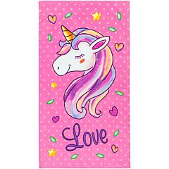 28" x 51" Love Unicorn & Stars Velour Beach Towel 100%Cotton