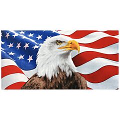 30" X 60" Bald Eagle American Flag Velour Beach Towel 100% Cotton