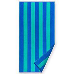 30x60" Two Color Cabana Stripes Blue Turquoise Terry Velour Bath/Beach Towel 100% Cotton