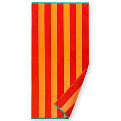 30x60" Two Color Cabana Stripes Orange Red Terry Velour Bath/Beach Towel 100% Cotton