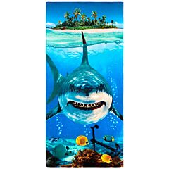 30" X 60" Big Shark Velour Beach Towel 100% Cotton