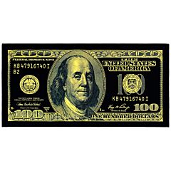 30" X 60" Black $100 Dollar Bill Velour Beach Towel 100% Cotton