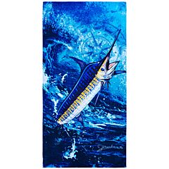 30" X 60" Blue Marlin Velour Beach Towel 100% Cotton