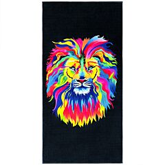 30" X 60" Color Lion Digital Print Velour Beach Towel 100% Cotton