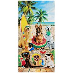 30" X 60" Dogs At The Deck Velour Beach Towel 100% Cotton