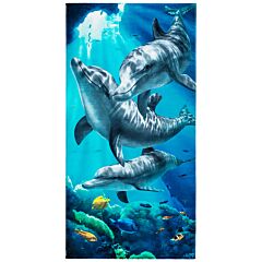 30" X 60" Dolphins Cove Velour Beach Towel 100% Cotton