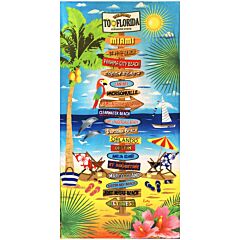 30" X 60" Florida Signs Velour Beach Towel 100%Cotton
