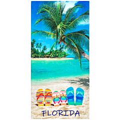 30" X 60" FLORIDA Sunny Day Flip Flops Velour Beach Towel 100% Cotton