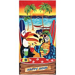 30" X 60" Happy Hour Velour Beach Towel 100% Cotton