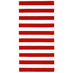 30" X 60" Horizontal Cabana Stripes Red Velour Beach Towel 100% Cotton