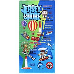 30" X 60" Jersey Shores Map Velour Beach Towel 100%Cotton