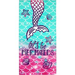 30" X 60" Let's be Mermaids Velour Beach Towel 100% Cotton