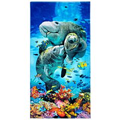 30" X 60" Manatee Family Velour Beach Towel 100% Cotton