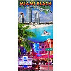 30"X 60" Miami Beach Collage Beach Towel