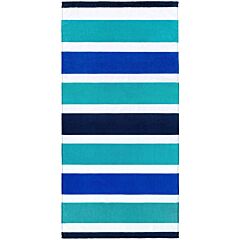 30" X 60" Sea Tones Stripes Velour Beach Towel 100%Cotton