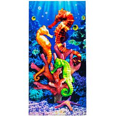 30" X 60" Seahorses Reef Velour Beach Towel 100% Cotton