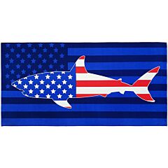 30" x 60" Shark USA Flag Terry Velour Beach Towel 100% Cotton