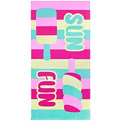 30" X 60" Sun Fun Popsicles Velour Beach Towel 100% Cotton