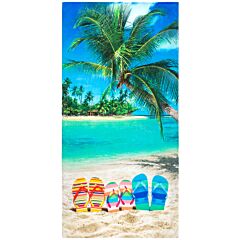 30" X 60" New Sunny Day Flip Flops Velour Beach Towel 100% Cotton