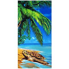 30" X 60" Turtle at the Beach Velour Beach Towel 100% Cotton