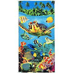30" X 60" Turtle Island Velour Beach Towel 100% Cotton
