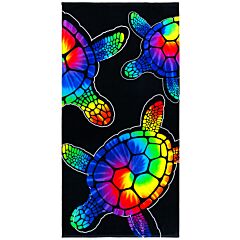 30" X 60" Turtle Tie Dye Velour Beach Towel 100% Cotton