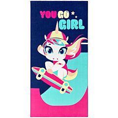 30" X 60" Unicorn You Go Girl Velour Beach Towel 100% Cotton