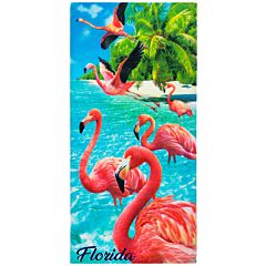 30" X 60" FLORIDA Flamingos at the Beach Velour Beach Towel 100% Cotton