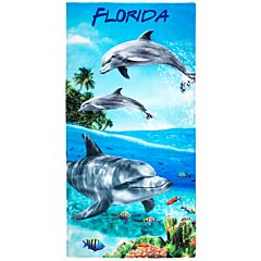30" X 60" FLORIDA Dolphins Paradise Velour Beach Towel 100% Cotton