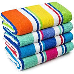 34" x 63" Extra Large Terry Loop Stripes Beach Towel