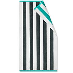 36" X 72" Newport Cabana Stripes Grey Aqua Texturized Premium Velour Towel 100% Cotton