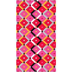 40" X 70" Ikat Red/Pink-Luxury Velour Beach Towel 100%Cotton