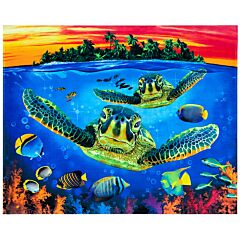 54" x 68" Reef Turtles Beach Blanket 100% Cotton