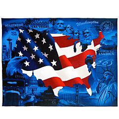 58" X 74" USA Map Icons Terry Velour Beach Towel 100%Cotton (Towel for Two/Beach Blanket)