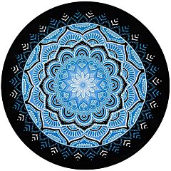 Tablecloth 63" Round Mandala Black Printed Velour 100% Cotton