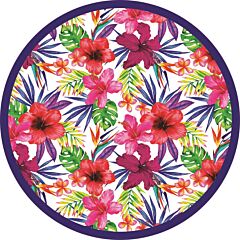 Tablecloth 63" Round Hibiscus Printed Velour 100% Cotton