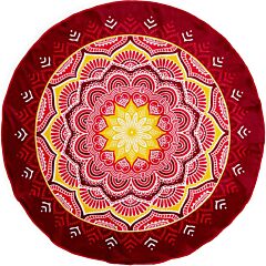 Tablecloth 63" Round Mandala Red Printed Velour 100% Cotton