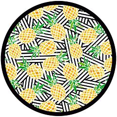 Tablecloth 63" Round Pineapples Printed Velour 100% Cotton