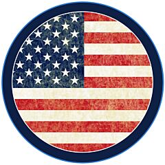 Tablecloth 63" Round USA American Vintage Flag Print Velour 100% Cotton