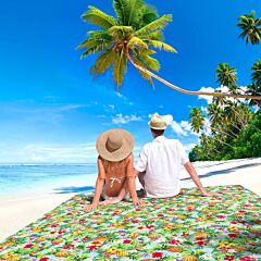 79" x 79" Pineapples and Flowers Sand Free Beach Mat